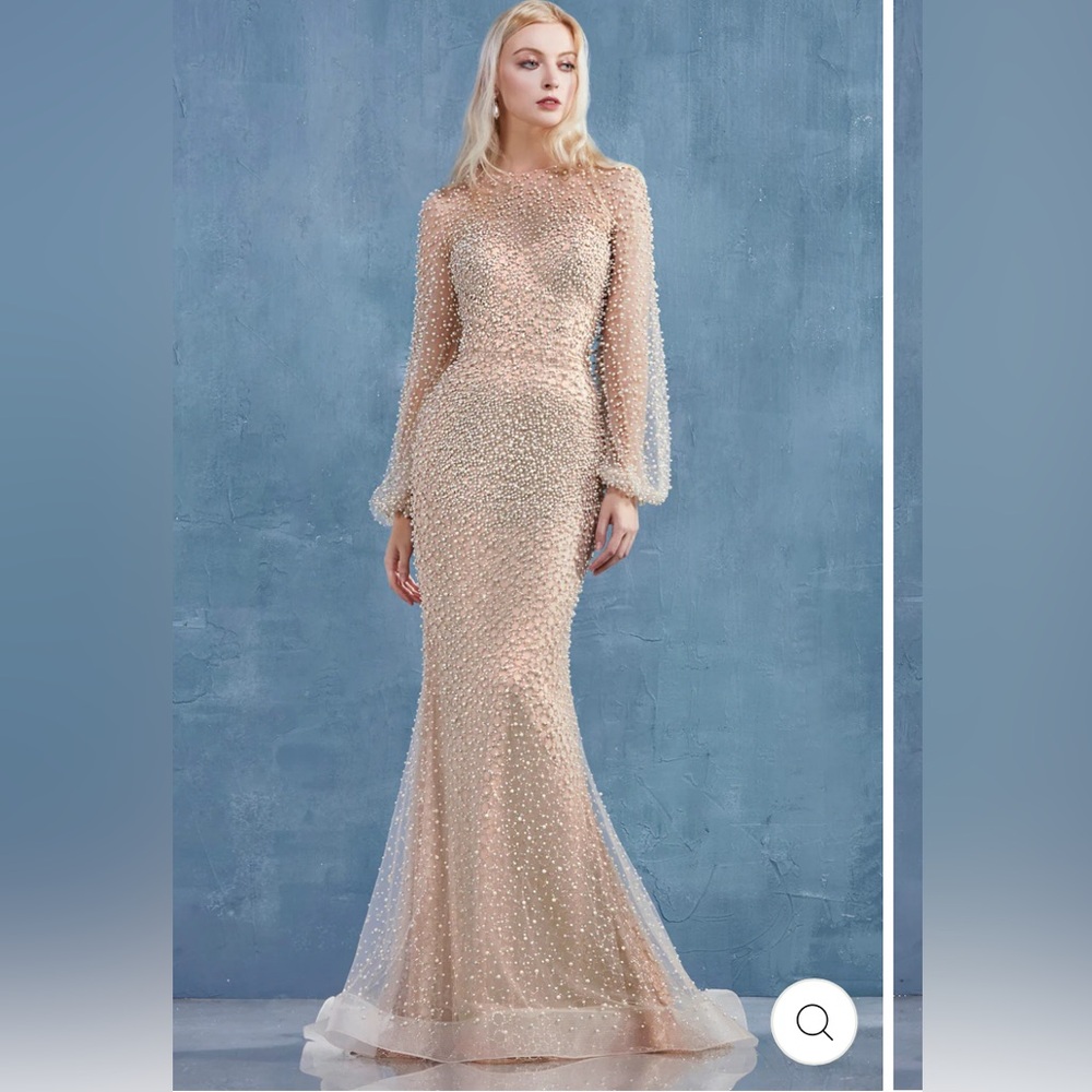 Andrea and Leo pearl gown